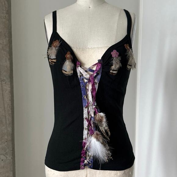 Anna Sui Feather Tank Top SZ M - Picture 1 of 8
